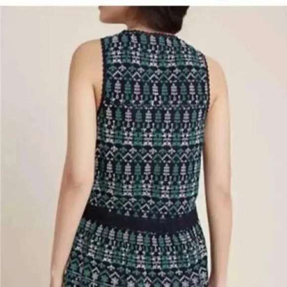 ANTHROPOLOGIE Maeve Amal Cammie Embroidered Floral Eyelet Peplum Tank Top Sz M‎ - Picture 3 of 3